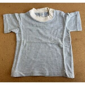 VTG All Cotton Baby T-Shirt White Blue Size 2 Snaps Cotton